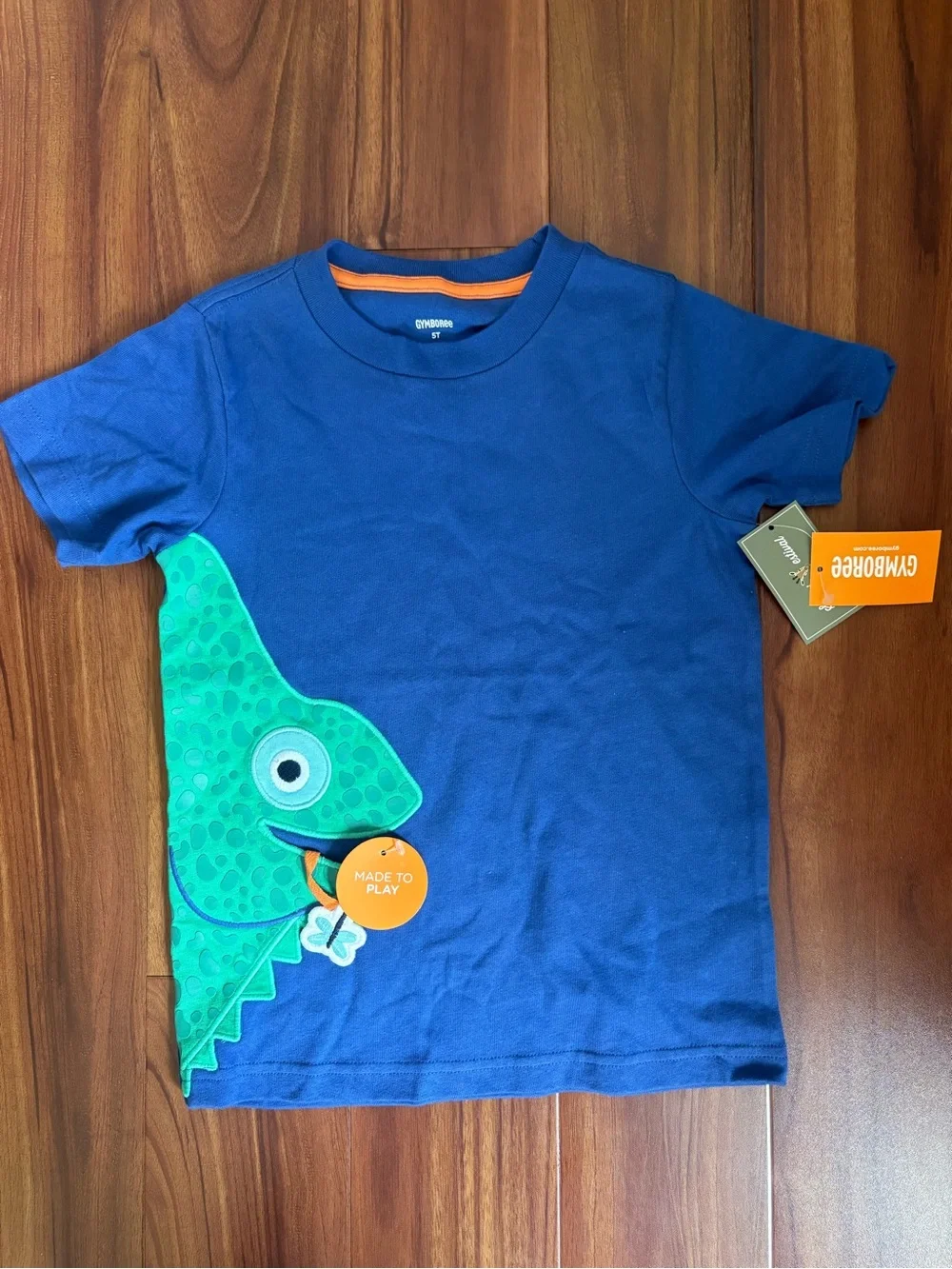 Gymboree Blue Tee with Green Chameleon Applique NWT